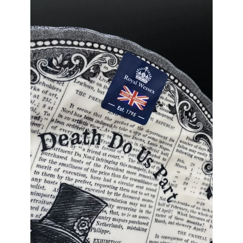 2 X Royal Wessex Halloween Skeleton Goth Wedding 8” Plate Til Death Do Us Part